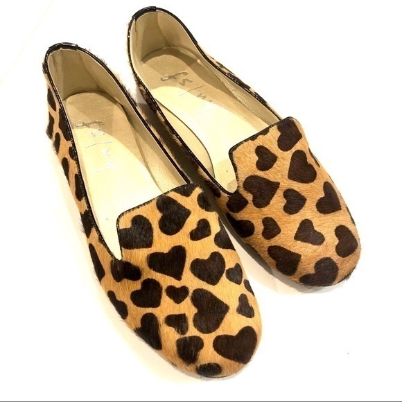 fs/ny 100% real cowhide animal print leopard flats - Picture 1 of 8